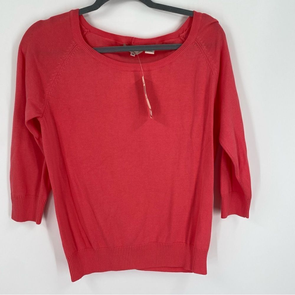 Pria Women’s Round Neck 3/5 Sleeve Pink Sweater 100% Cotton size M